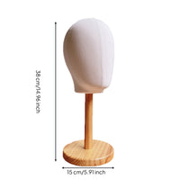 Hat Display Model Head with Wood Stand Cloth-Covered Hat Display Stand with Wooden Base Detachable Mannequin Head for Boutiques, Milliners