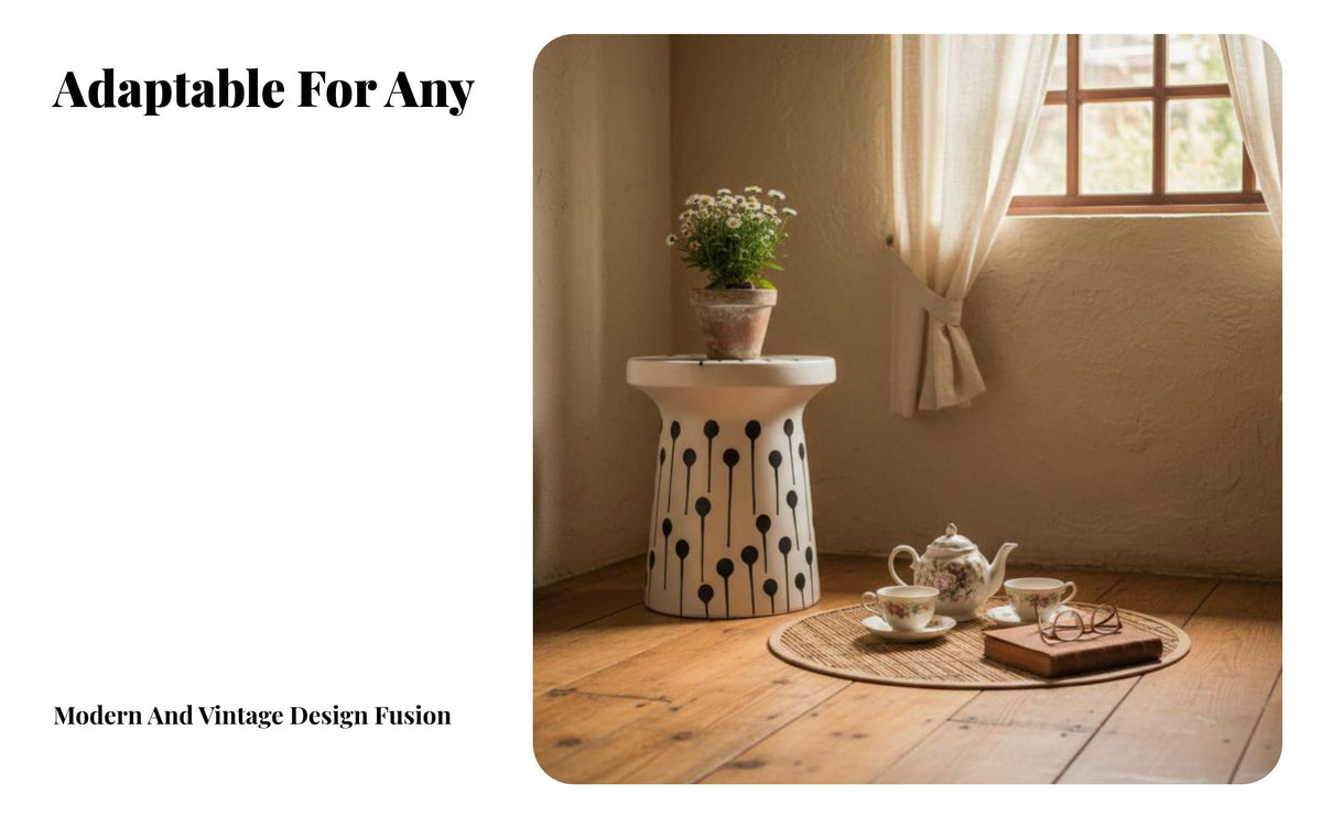Chinese design spotted Mushroom Seat Multi-Functional Ceramic Stool Glazed Finish Plant Stand for Guesthouse Owners, Interior Designers, Homeowners, Living Room, Bedroom, Balcony, Entryway