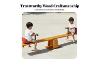 2-Person Wooden Seesaw Double-Seater Teeter-Totter Installation Playground Equipment for Preschoolers, Boys and Girls, Kindergarten, Garden, Lawn