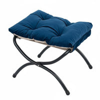 Padded Cross-Frame Stool Foldable Design Footrest Easy to Clean