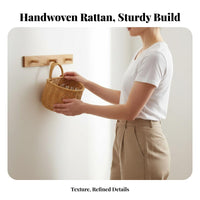 Wall Mounted Storage Basket Easy to Clean Imitation Rattan Hanging Basket Kitchen Storage Holder Breathable Design for Entryway