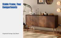 Hardwood Side Cabinet, Modern Minimalist, Vintage, Wall-Mounted, Living Room, Small Space