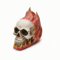 Three-Dimensional Skull with Flame Outer Form Gothic Skull Figurine Indoor Collectible for Tabletop