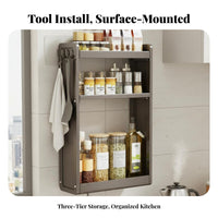Drillno-Drill Installation Wall-Mounted Seasoning Rack Multi-Functional Design Kitchen Organizer Easy to Assemble Organizing Shelf Large Capacity for Home Cooks, Homeowners, Families, Pantry, Cabinet, Countertop