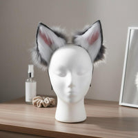 Faux Wolf Ears Headband Handmade Realistic Creature Ears Hair Hoop Costume Accessory Bendable Skeleton for Stage Performances
