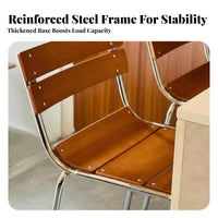 Industrial Design Slatted Back Dining Chair Retro Design Slat Back Side Chair Stackable Seating Furniture Versatile Use for Cafe Owners, Homeowners, Families, Coffee Shop, Restaurant, Living Room, Kitchen