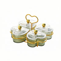 Clear Candy Dish with Stand Ribbed Serving Stand with Dishes Tabletop Snack Organizer with Lids Modern for Coffee Table