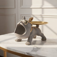 Canine Valet Tray Housewarming Gift French Canine Statue Tray Functional & Decorative Wide-Opening Dog Key Bowl for New Homeowners, Entryway, Desktop