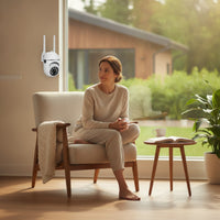 Compact Wireless Security Camera with Antennas Motion Detection Distant Monitoring for Homeowners