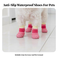 4 Pieces Dog Shoes Soft & Comfortable Waterproof Dog Shoes Breathable Material Canine Foot Protectors for Small Dogs, Young Dogs, Rainy Days, Walking