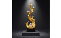 Wave Sculpture with Crystal Sphere Lustrous Tabletop Ornament Artistic