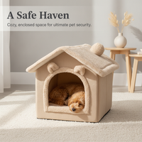 Pet Cave Bed for Cats and Small Dogs, Enclosed Warm House, Removable and Washable, All Seasons