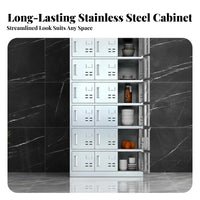 Multiple-Door Tableware Cabinet Rust Resistant Employee Meal Tray Cabinet Rust-Resistant Cafeteria Food Storage Locker for Gym Members, Hospital