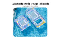 Supportive Headrest Sequin Tropical Palm Pool Inflatable Lounger Thickened Material Pool Inflatable Lounger with Backrest Portable And