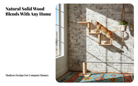 Solid Wood Wall Mounted Cat Climber Space-Saving Wall-Mounted Cat Climber Set Sturdy and Long-Lasting Pet Supplies Easy Installation for Apartment Dwellers, Small Areas, Along Walls, Living Room, Bedroom