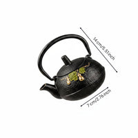 Cast Iron Tea Kettle Black Gourd Shaped Kettle Arched Handle