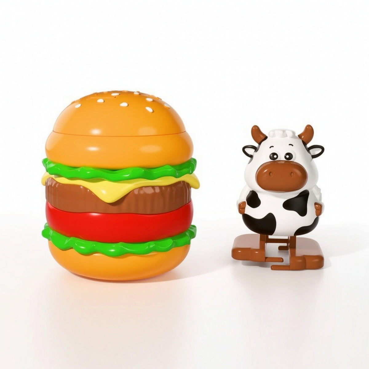 Bouncing Hamburger Toy Novelty Burger Toy with Character Cute Play Food Mini for Playtime