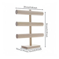 Tiered Design Bracelet Display Rack Sturdy Construction Solid Wood Jewelry Stand Space Saving Wooden Bracelet Display Tangle-Unrestricted for Retail Shop, Boutique, Dresser Top, Craft Fair