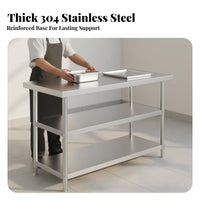 Rust-Resistant Stainless Steel Work Table Easy to Clean Commercial Kitchen Work Table Oil-Proof Stainless Steel Workbench Waterproof for Restaurant Owners, Home Cooks, DIY Enthusiasts, Workshop, Garage