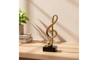 Gold Music Note Statue Golden Musical Note Statue Shiny Musical Symbol Decoration Streamlined for Musicians, Living Room, Office, TV Cabinet, Bookshelf