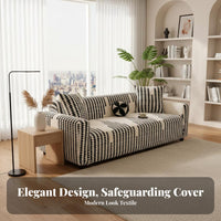 Elastic Fit Printed Sofa Cover Full Coverage Protection Fitted Geometric Couch Wrap Non-Slip Furniture Accessory for Home Dwellers, Parents
