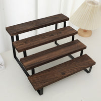 Desktop Storage Rack 4-Tier Stepped Display Rack Tiered Display Stand Metal Shelving Unit Slimline for Bakers, Countertop