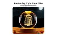3D Engraved Crystal Ball USB Powered Three-Dimensional Crystal Ball Night Luminous Creativity Gift Christian Theme LED Lamp for Men, Home Decor