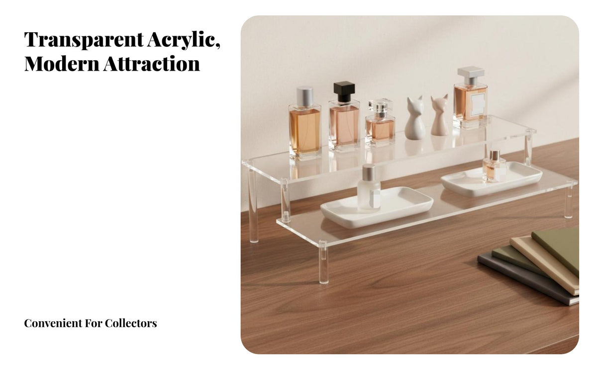 Acrylic Display Riser Detachable Design Tiered Display Stand Clear Step Shelf Easy to Assemble Acrylic Perfume Organizer