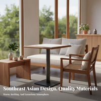 Southeast Asian Design Upholstered Rattan Bench Sturdy and Long-Lasting Commercial Furniture Comfortable Upholstery Restaurant Seating Easy to Clean for Cafe Owners, Interior Designers, Hospitality Managers, Restaurants, Cafes, Tea Houses