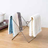 Yellow Bag Stand, 2-piece Set Foldable Trash Bag Stand, Stainless Steel Garbage Bag Holder for Kitchen & Household, Waste Rack Countertop