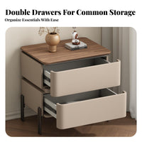 Solid Wood Frame 2-Drawer Nightstand Modern Design 2-Drawer End Table Sturdy Construction Bedroom Furniture Minimalist Design for Homeowners, Apartment Dwellers, Bedside, Dorm Room, Entryway, Office