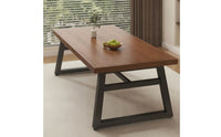Rectangular Wooden Dining Table Wood-Grain Trestle Dining Table Modern Furniture Sturdy for Renters, Kitchen, Small Apartment