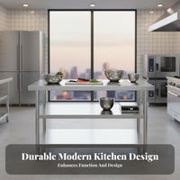 Stainless Steel Work Table Sturdy Commercial Kitchen Prep Table Easy to Clean Heavy Duty Food Prep Station for Chefs, Home Cooks, Bar, Pantry, Garage