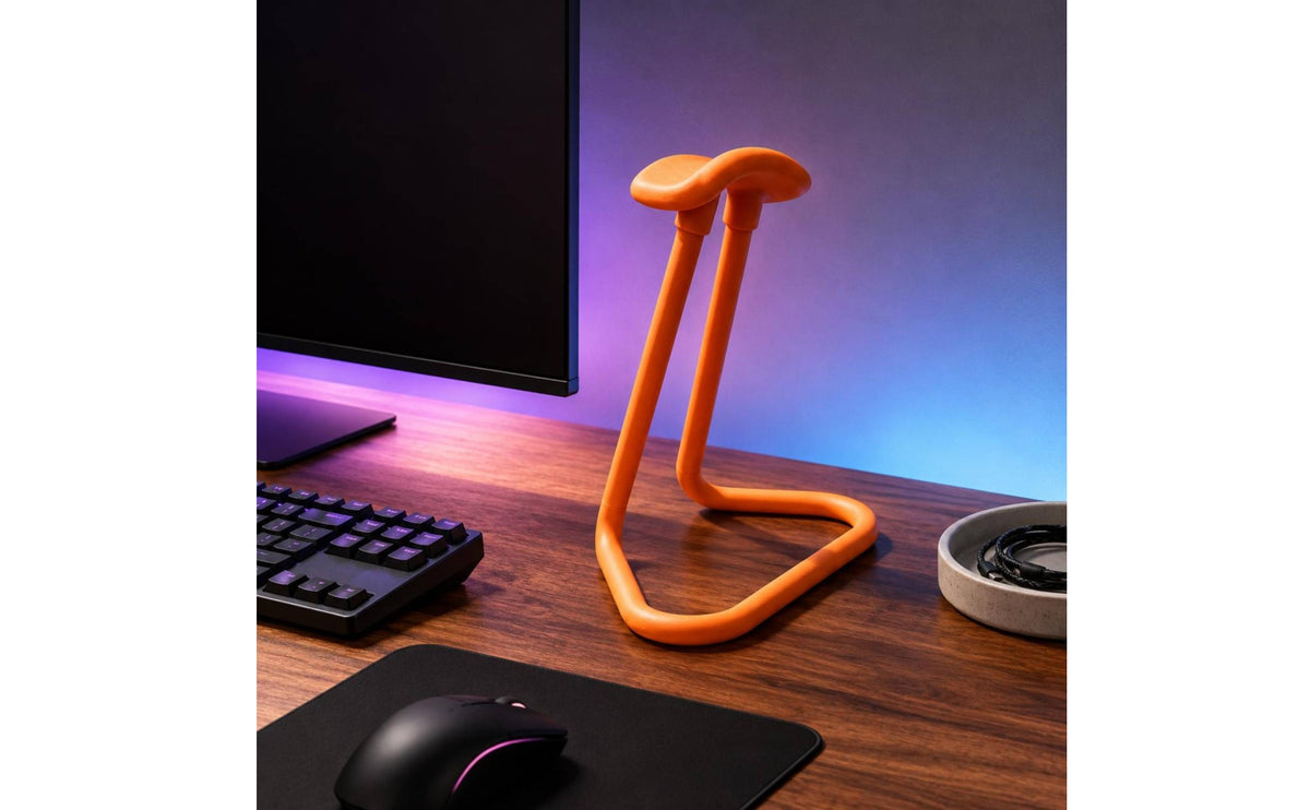 Minimalist Desktop Headphone Stand Cylindrical Headphone Storage Stand exposedFrame Headset Holder Curved Top Support