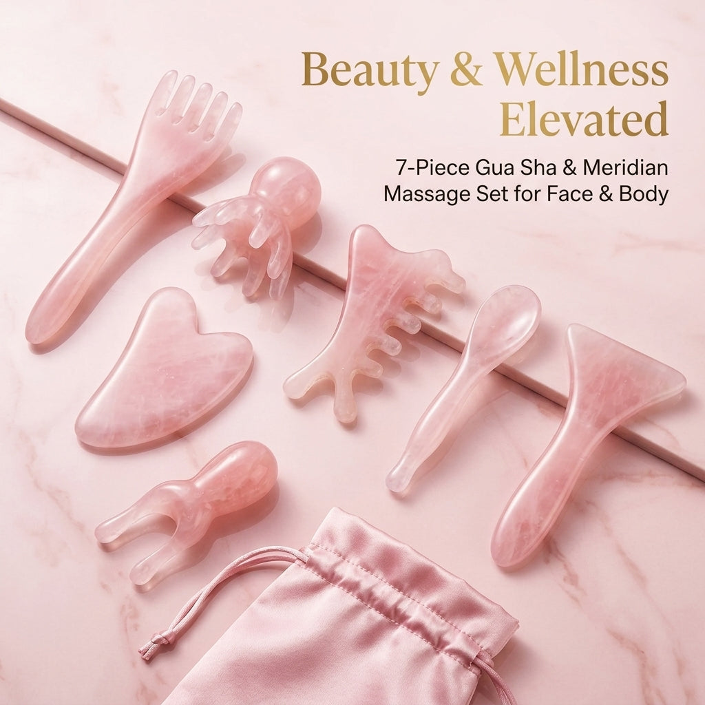 Massage Comb, 7 Piece Facial Set, Resin Material Face Lifting Tools, 7 for Skincare Lovers
