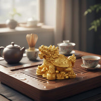 Auspicious Symbol Color Changing Dragon Turtle Artisan-Crafted Color Changing Tea Pet Dragon Turtle Figurine for Collectors, Home Decor, Office Desk