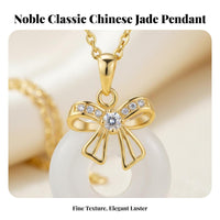 Bowknot Jade Necklace Elegant Design Pendant Everlasting Elegance Pendant Chain Necklace for Moms, Family Appreciation Day, Birthday, Anniversary