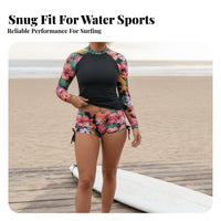 Long Sleeve Sun Protection Top Set Two-Piece Design women's Wave Suit Floral Print Aquatic Set Full Coverage Floral Print