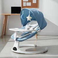 Adjustable Timer Electric Baby Rocking Chair Bluetooth Music Player Automatic Infant Bouncer Wireless Controller Control Baby Swing Seat with Canopy Detachable Tray for Infants