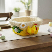 Easter Chick Basket Handmade Sisal Fiber Easter Basket Glitter Finish
