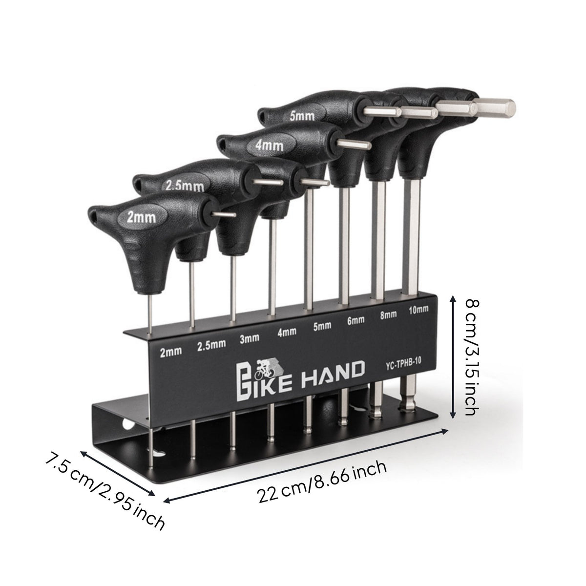 8 Pieces Multi-Size Bike Repair Hex Tool Set Corrosion-Resistant T-Handle Hex Key Set Chamfered Edges for Cyclists