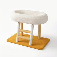Cat Scratcher Bed Elevated Cat Scratching Post with Basket Pet Furniture Corrugated Cardboard Curved for Cats, Indoor