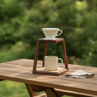 Minimalist Pour-over Coffee Stand with Wooden Base Two-Tone Wooden Coffee Dripper Stand Solid Wood Stable for Baristas, Home Kitchen, Camping