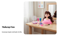 Makeup Doll Head Kit Gift Box Packaging Hairstyling Doll Head Pretend Play Easy to Design for Aspiring Stylists, Sleepovers