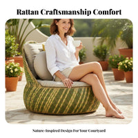 4 Pieces Woven Design Round adjustable Daybed Weather-withstandant Outdoor Furniture Waterproof Patio Seating Thickly Padded pads for Hotel Owners, entertainers, Garden, Balcony, Courtyard, Backyard