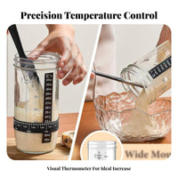 2 Sets 24oz Levain Culture Fermenter Measurement Markings Levain Culture Proofing Jar Food Grade Glass Starter Jar Set for Home Bread Makers