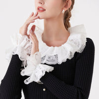 Collar and Cuffs Set Vintage-Inspired Lace Collar with Cuffs Neck Ruff Theatrical for Cosplayers, Cosplay, Costume Parties