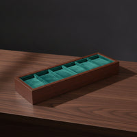 6-Slot Watch Display Tray Wooden Watch Tray with Velvet Lining Compartmentalized Professional for Jewelers, Dresser, Showcase