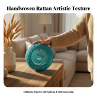 Hand-Woven Rattan Cover Lamp Cover Material Bird Nest Lamp Shade Farmhouse Decor Rattan Ball Lampshade for Homeowners, Renters, Restaurant, Cafe