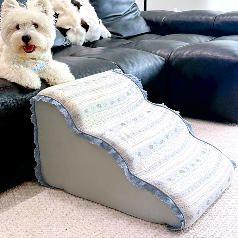 Removable Washable Dog Ramp Stairs with Lace Trim for Senior and Small Dogs